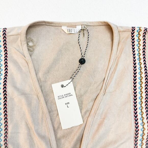 Kaktus Fringe Sleeveless Vest Cream Cowboy Hipster Size Large NWT - Picture 5 of 5